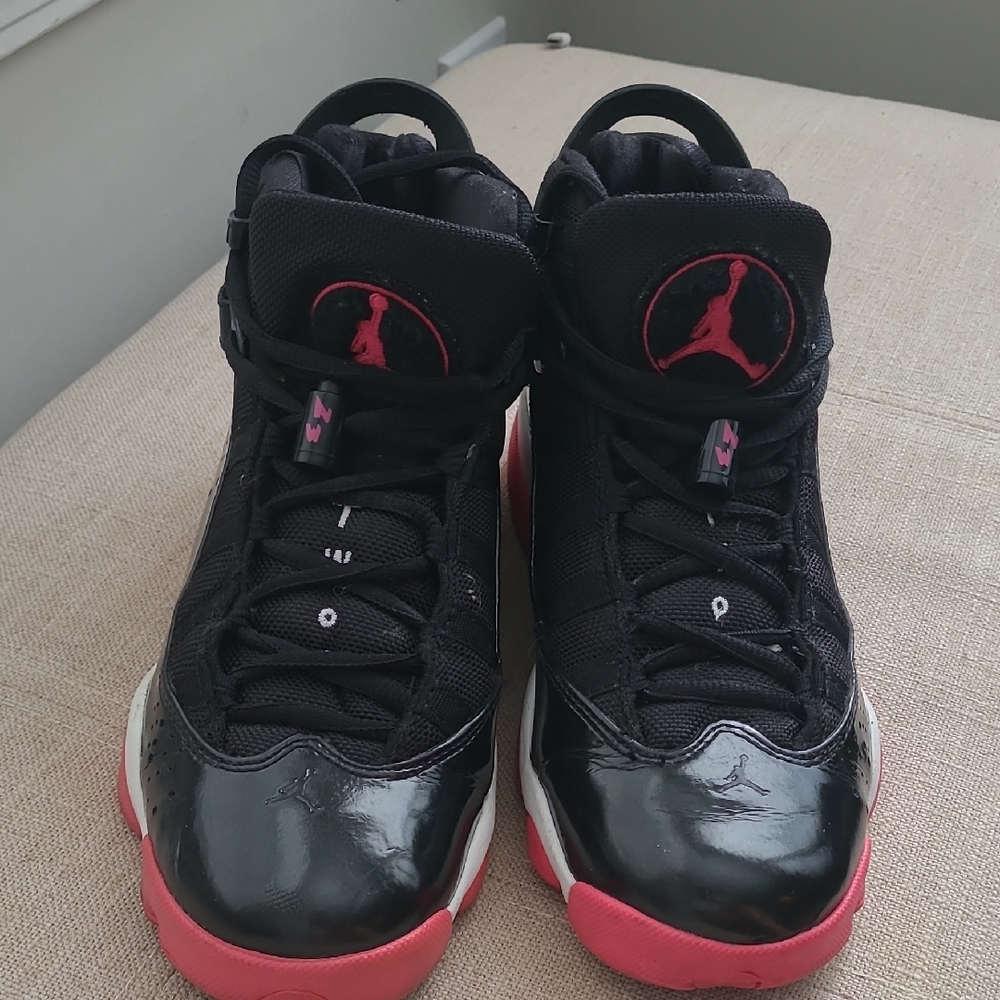 JORDAN Retro Kids Size 5.5Y  Black and Pink Sneakers